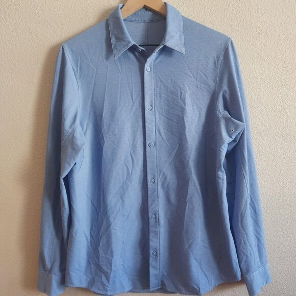 Lululemon Shirt Mens Large Blue Long Sleeve Button Down Performance Athletic - Picture 1 of 10